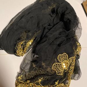 Black scarf with Gold trim